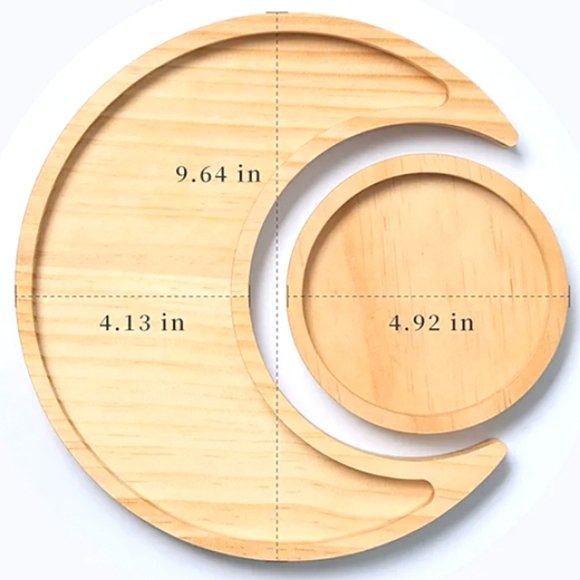 Crescent Moon Sun Lunar Eclipse Jewelry Tray Set Wood Trays Crystal Display Dish - Picture 8 of 13